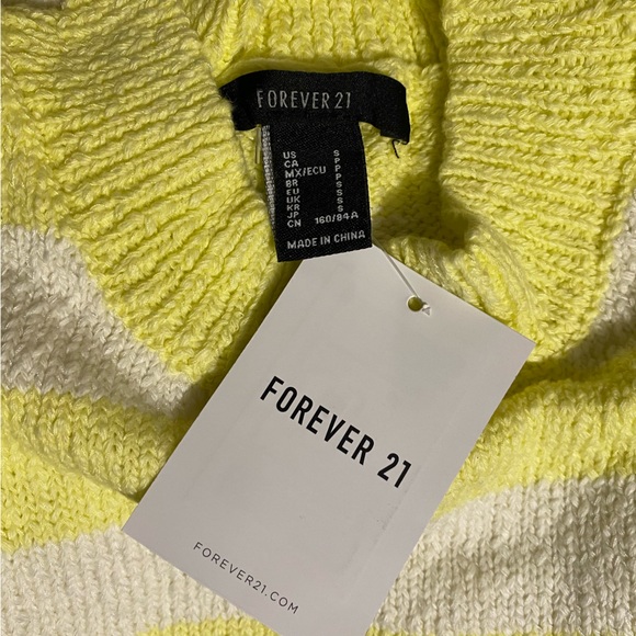 Forever 21 Yellow and White Striped Drop-Sleeve Sweater - Picture 10 of 13